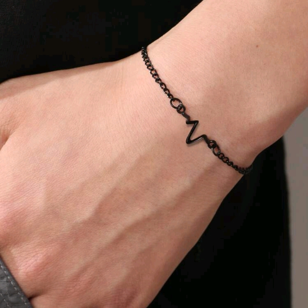 $1/Bundled- Black Heartbeat Bracelet